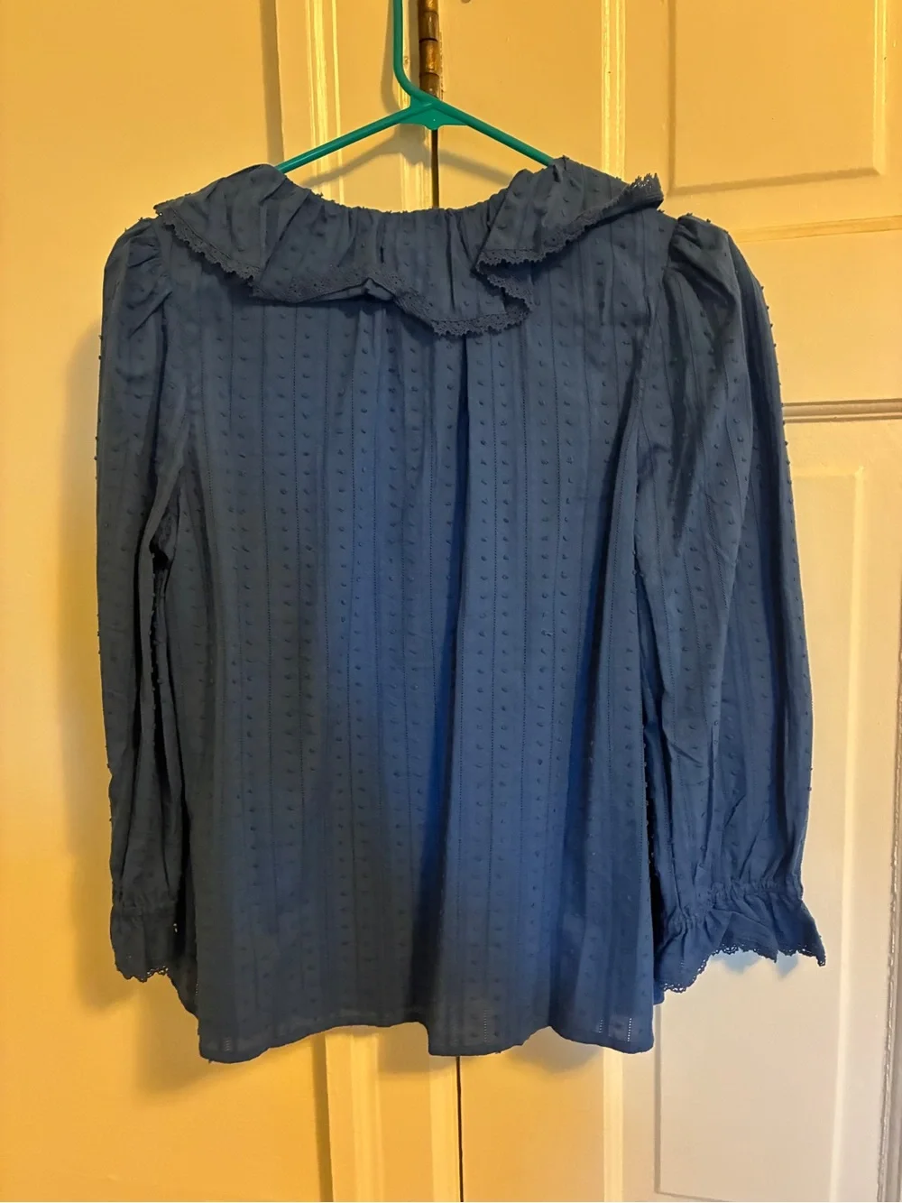 Boden NWT Navy Ruffle-Trim Blouse